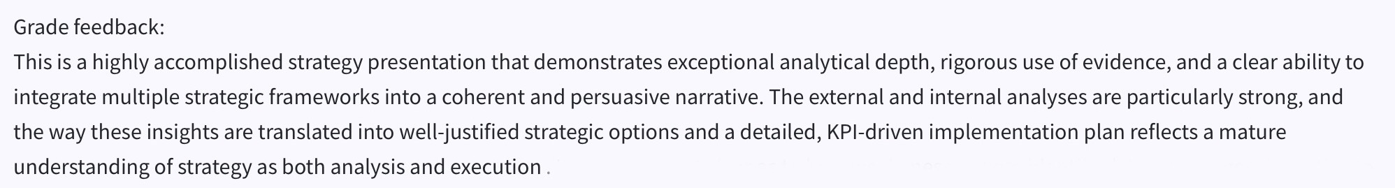 Professor feedback